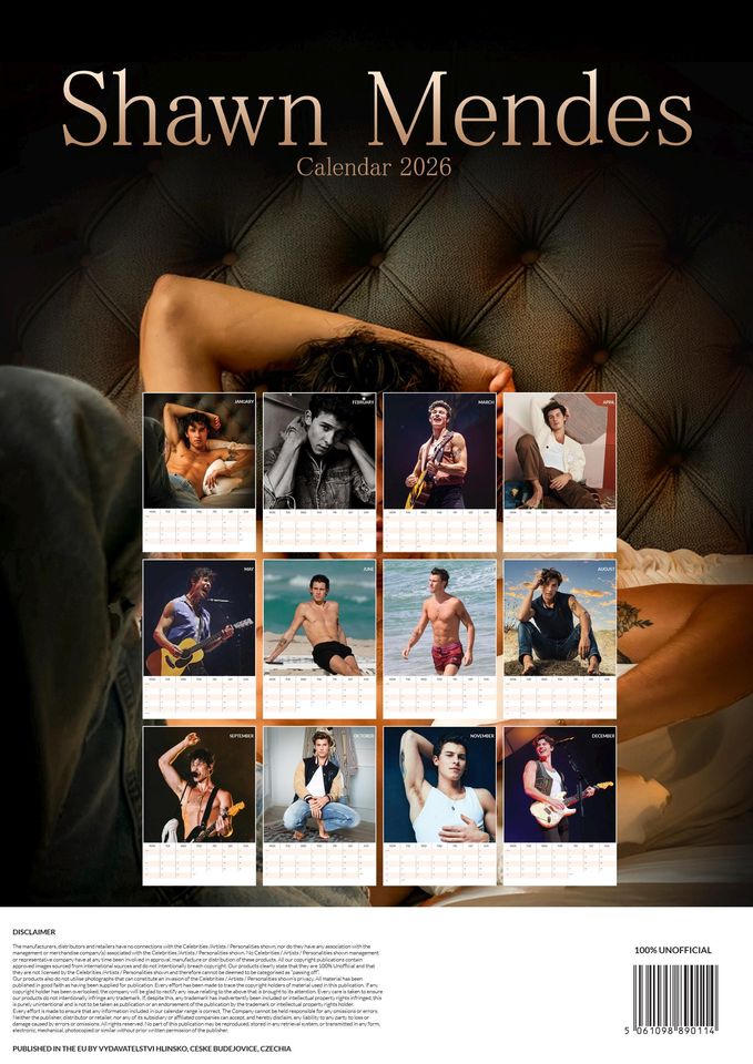 Shawn Mendes 2026 Calendar