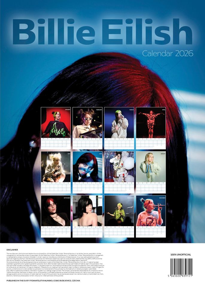Billie Eilish 2026 Calendar