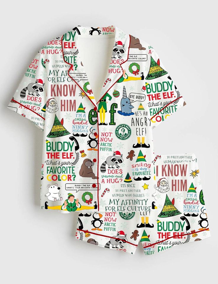 Buddy The Elf Christmas Pajama Set for Adults