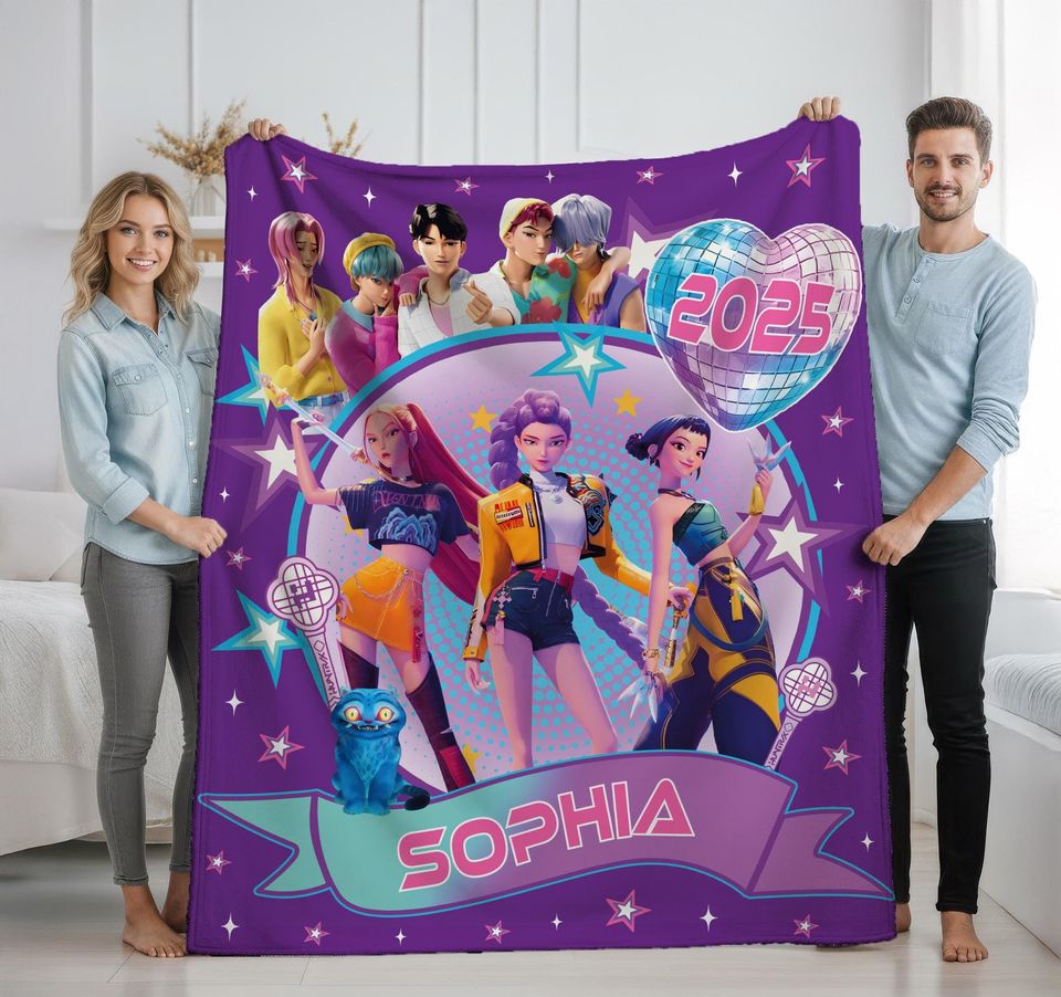 Personalized Huntrix Anime Blanket, K-Pop Fan Gift