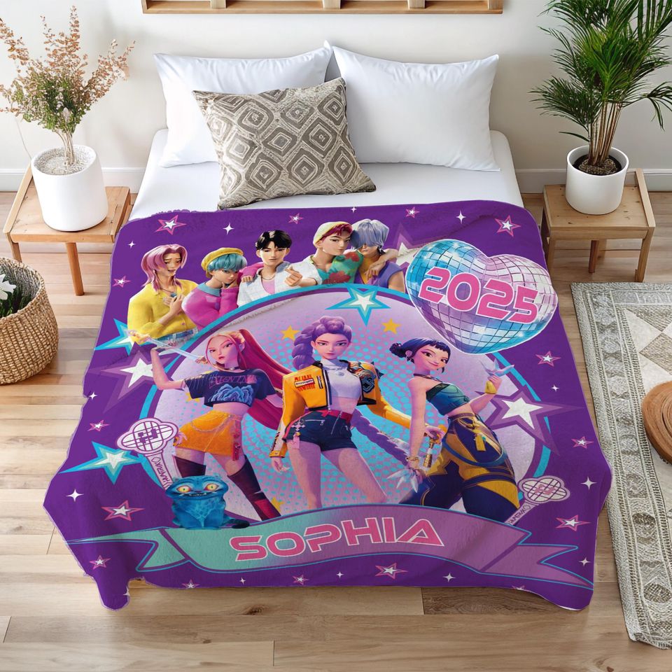 Personalized Huntrix Anime Blanket, K-Pop Fan Gift