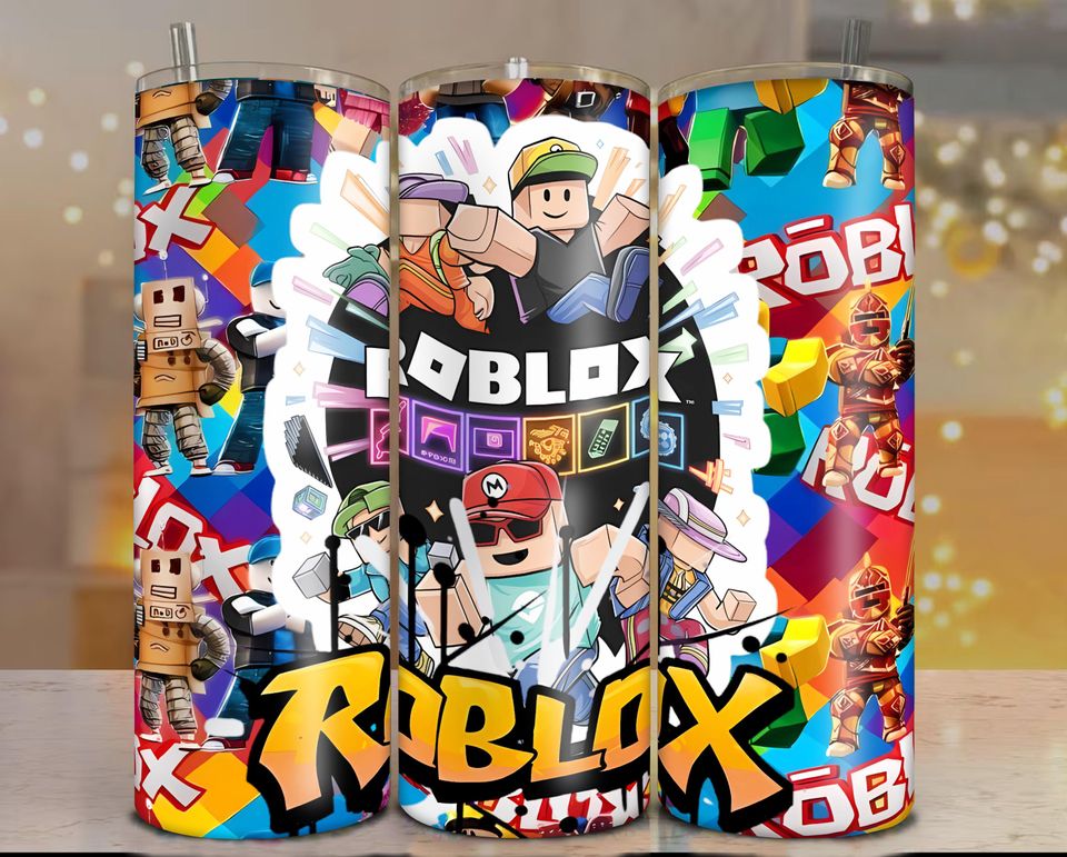 Roblox Skinny Tumbler Wrap | Cartoon Characters Sublimation Design | Game Lover Cup