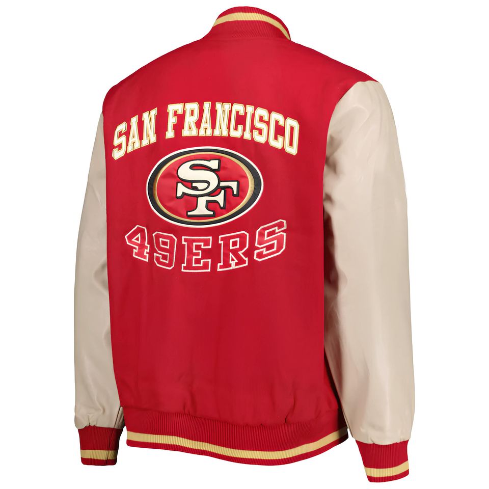 Football Jacket Red Body Cream Baseball Jacket