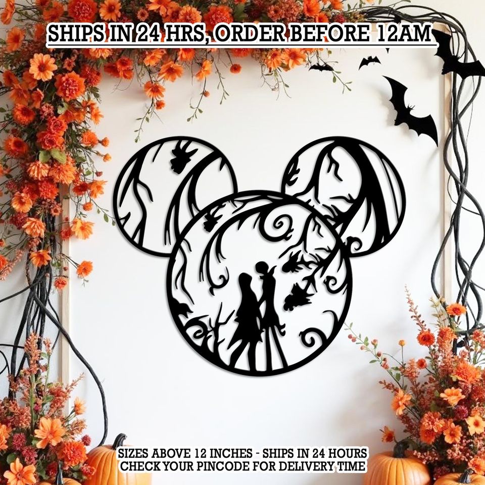 Jack and Sally Metal Sign: Gothic Halloween Home Decor