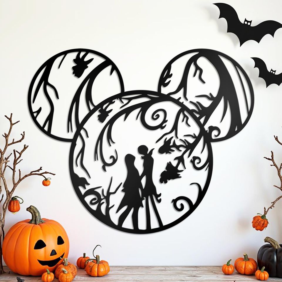 Jack and Sally Metal Sign: Gothic Halloween Home Decor