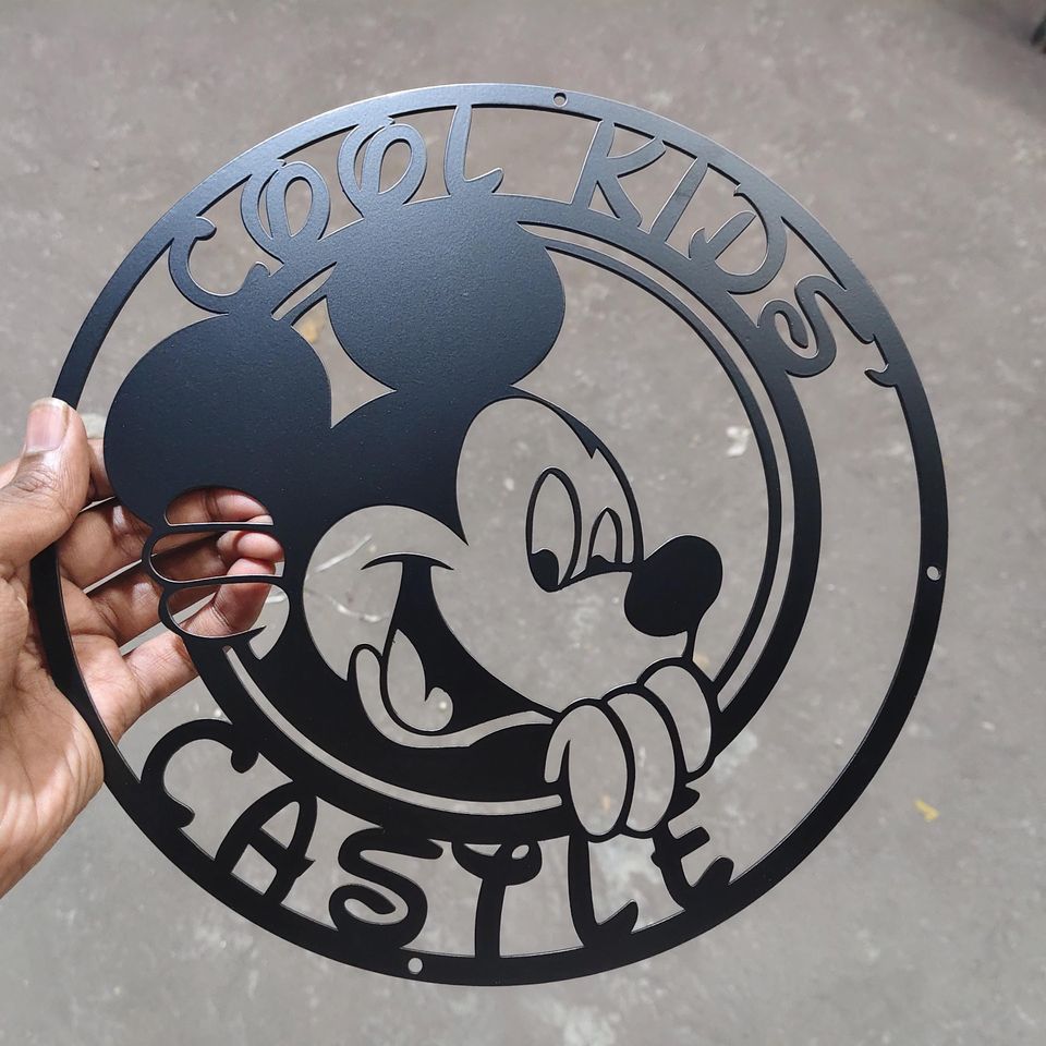 Personalized Mickey Character Name Sign: Custom Metal Kids Room Decor