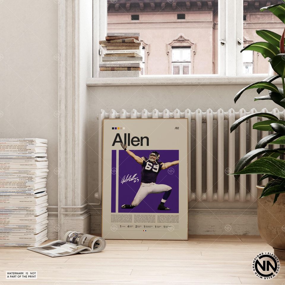 Jared Allen Poster, Minnesota Vikings Print, football Poster, Sports Poster, football Fans, Football Poster, football Wall Art, Sports Bedroom Posters