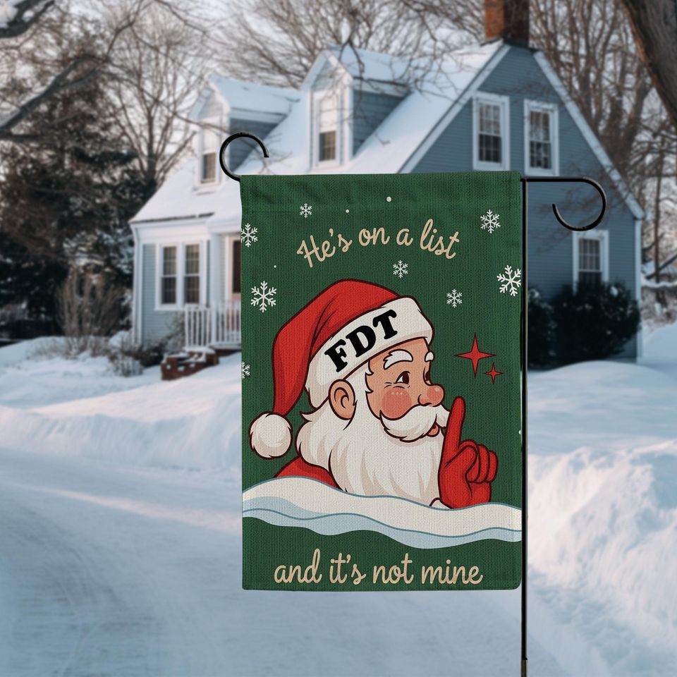 Funny Santa Linen Garden Flag, Christmas Humor Decor