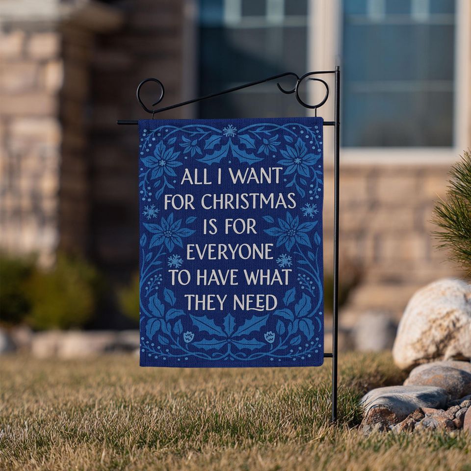 Christmas Kindness Garden Flag  Holiday Linen Decor