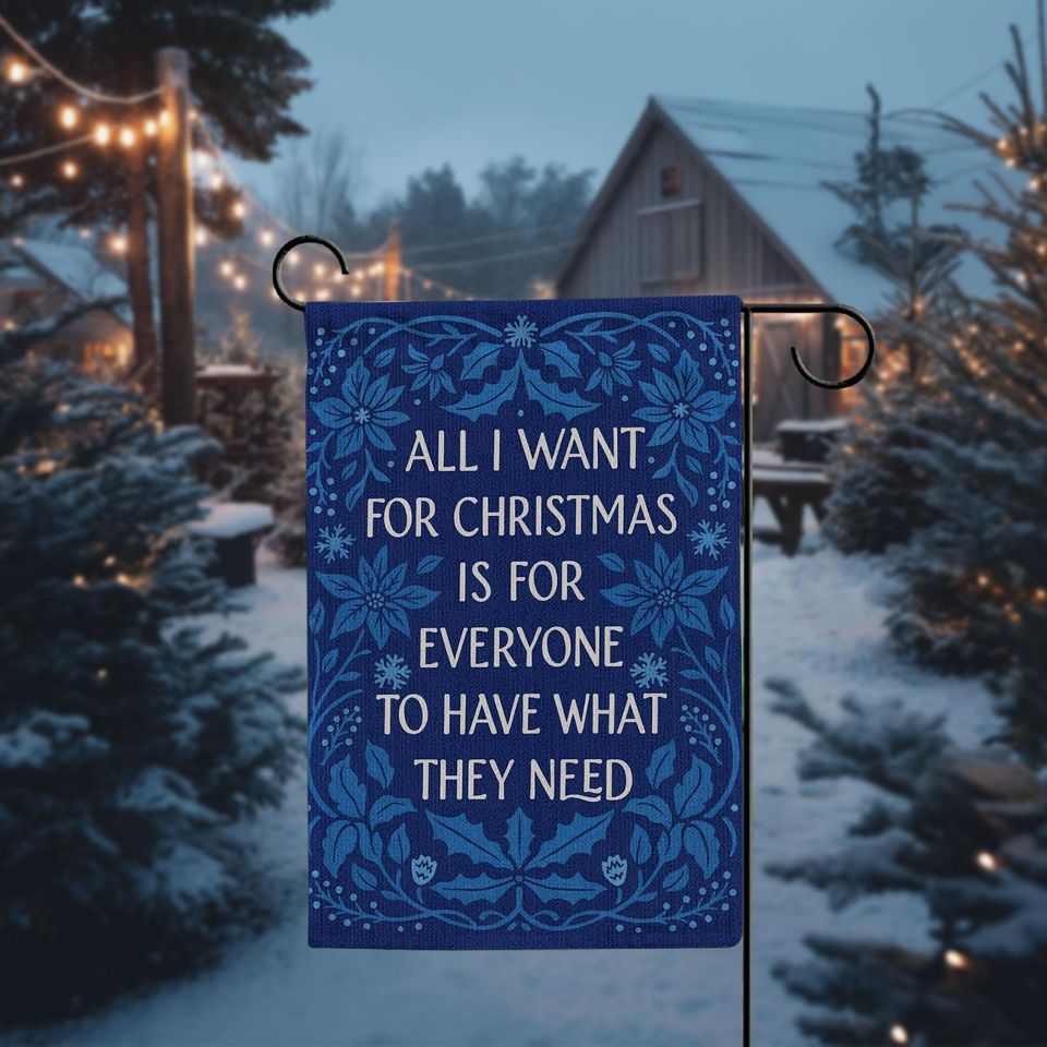 Christmas Kindness Garden Flag  Holiday Linen Decor