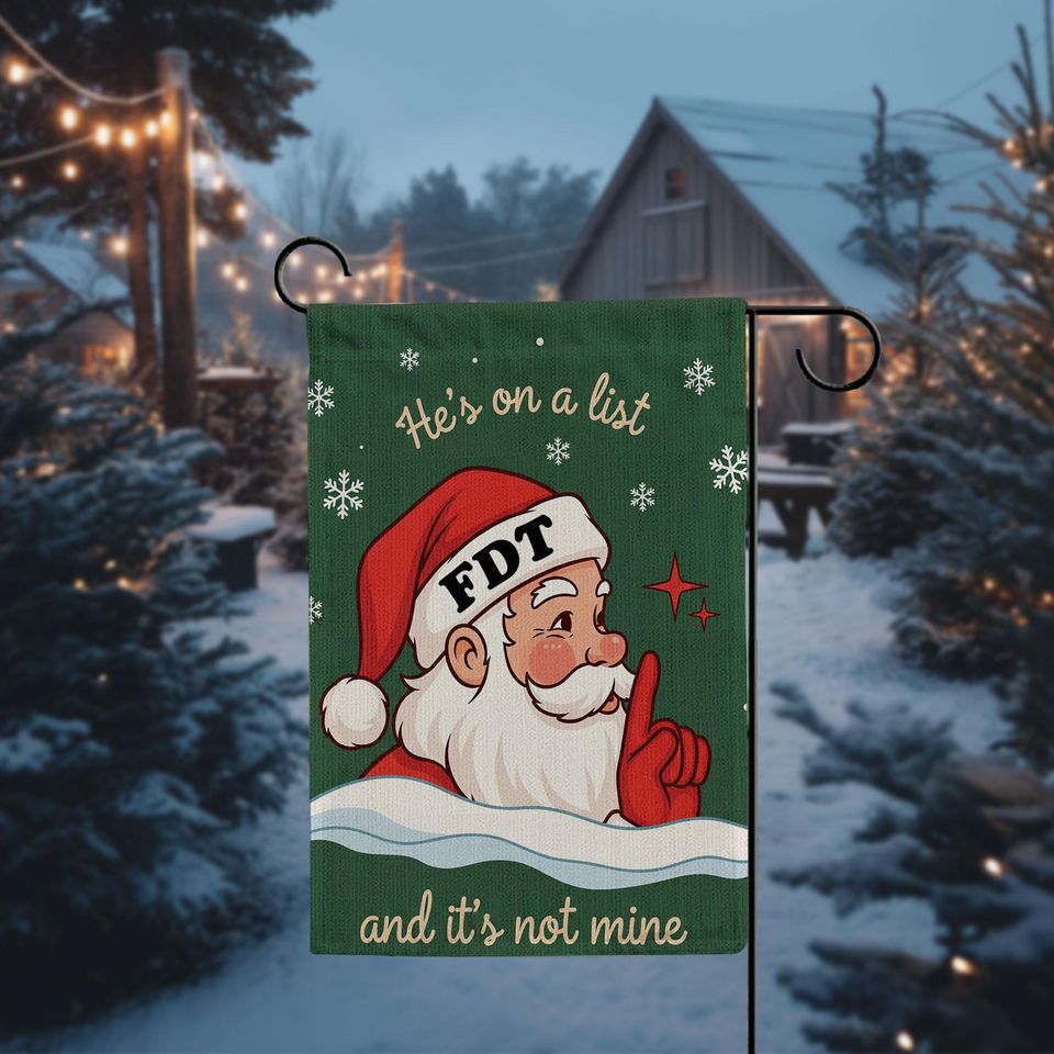 Funny Santa Linen Garden Flag, Christmas Humor Decor