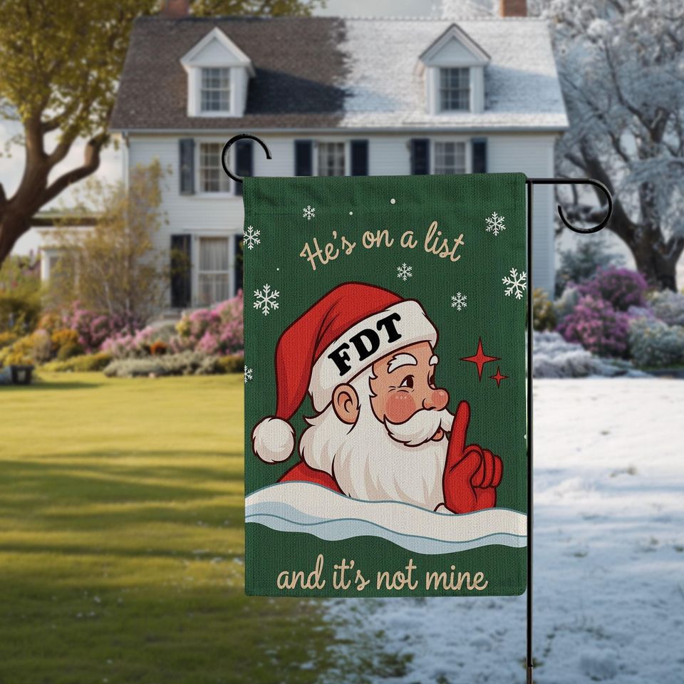 Funny Santa Linen Garden Flag, Christmas Humor Decor