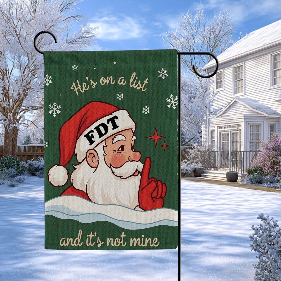 Funny Santa Linen Garden Flag, Christmas Humor Decor