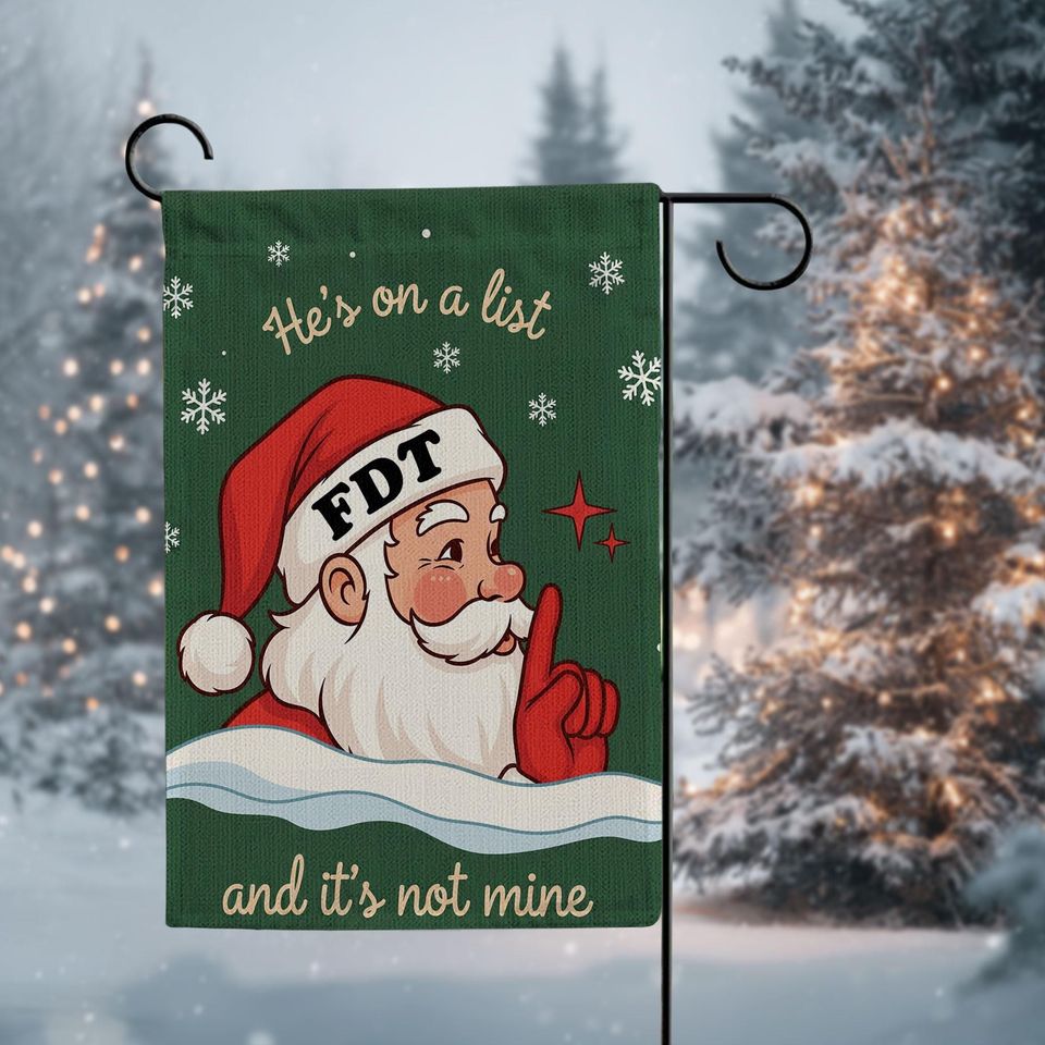 Funny Santa Linen Garden Flag, Christmas Humor Decor