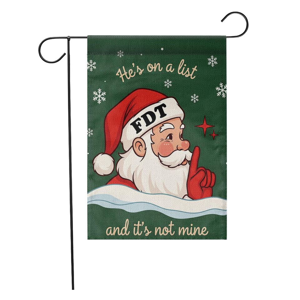 Funny Santa Linen Garden Flag, Christmas Humor Decor