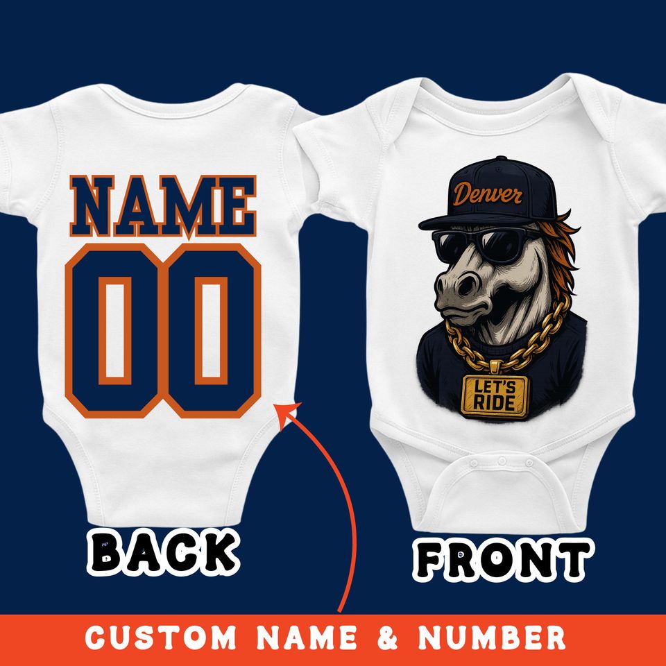 Custom Denver Football Baby Onesie: Personalized Football Bodysuit