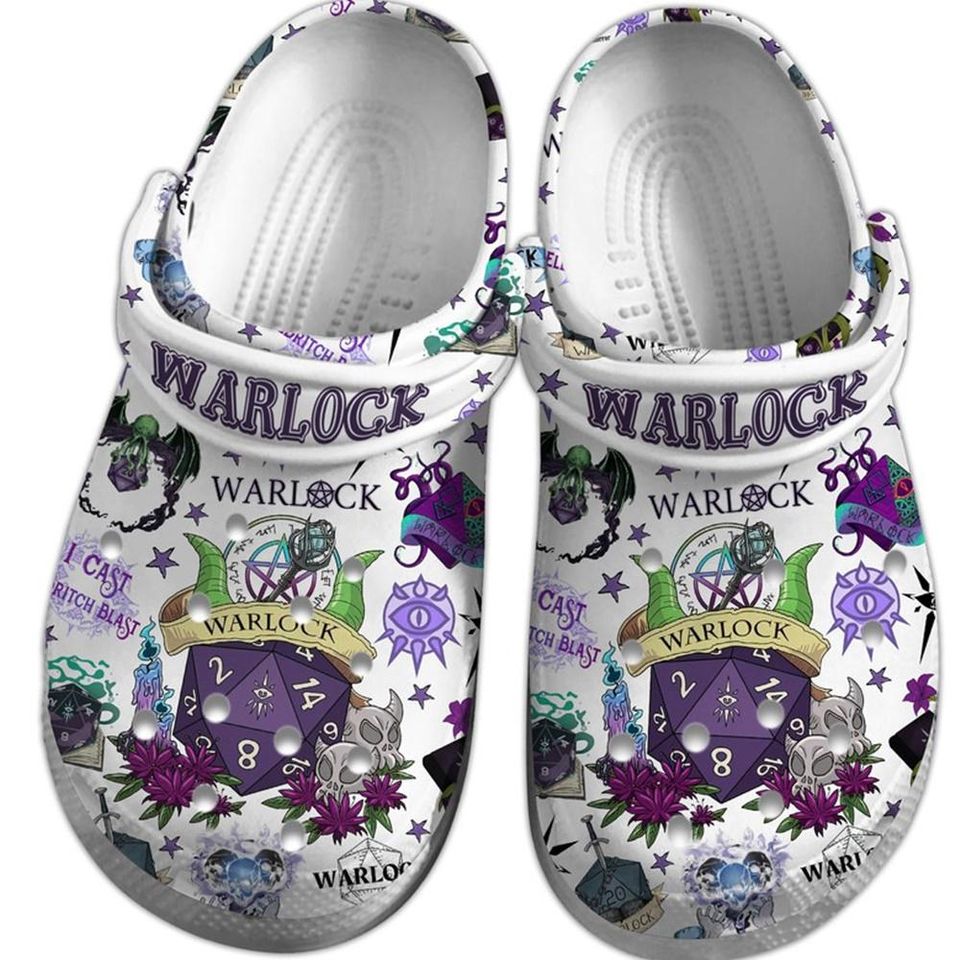DnD Warlock Clogs Shoes, Dungeons And Dragons Shoes, Warlock Dice, Warlock DnD, DnD Warlock Gift