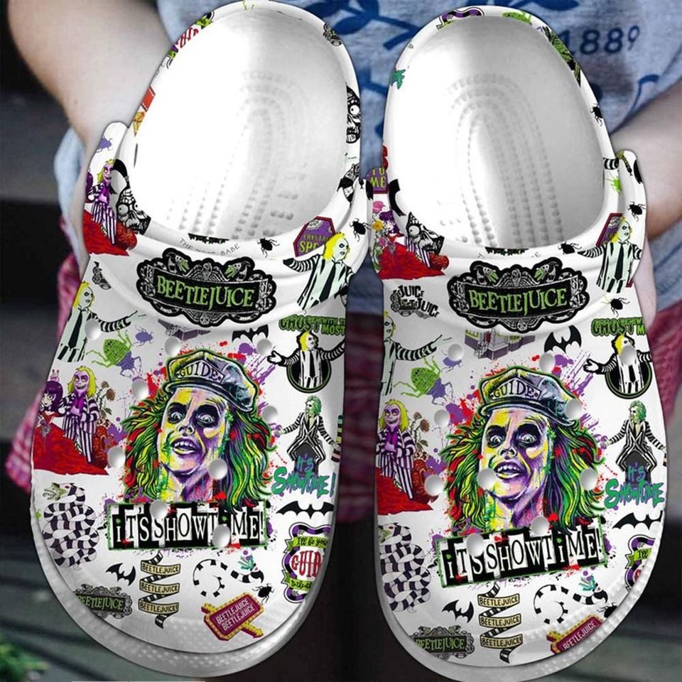 Beetlejuice Halloween Classic Clog Shoes, Halloween It Show Time, Beetlejuice Inspired, Halloween Gift