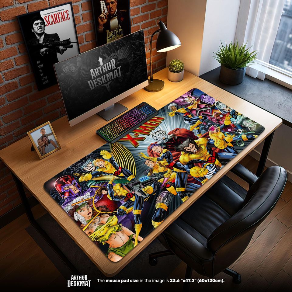 X-Men Marvel Mouse Pad - Wolverine, Cyclops & Storm Comic Desk Mat, Superhero Gaming Mat, Gift for Marvel Fans