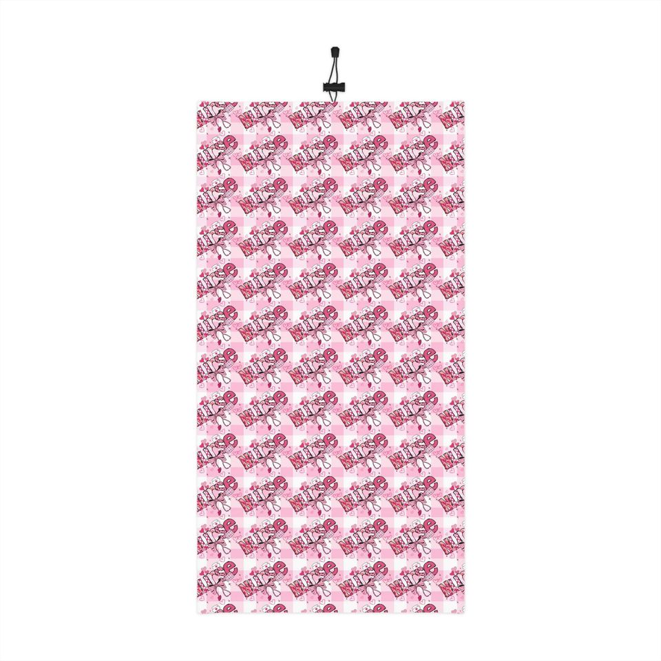 Pink Gingham Neck Gaiter - Drawstring Winter Face Mask