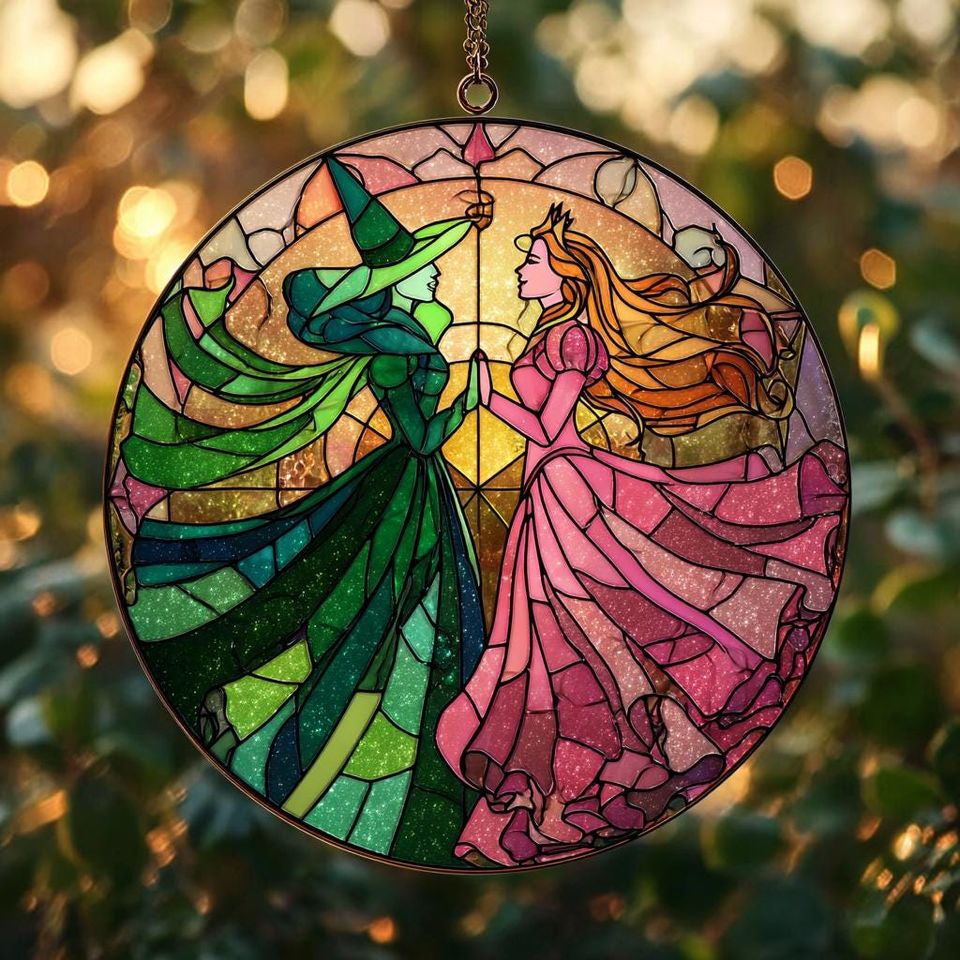 Elphaba and Glinda Besties Acrylic Suncatcher  Wicked Musical Ornament Christmas Gift
