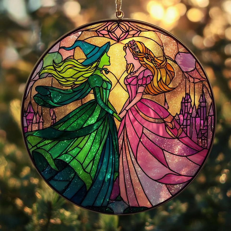 Elphaba and Glinda Besties Acrylic Suncatcher  Wicked Musical Ornament Christmas Gift