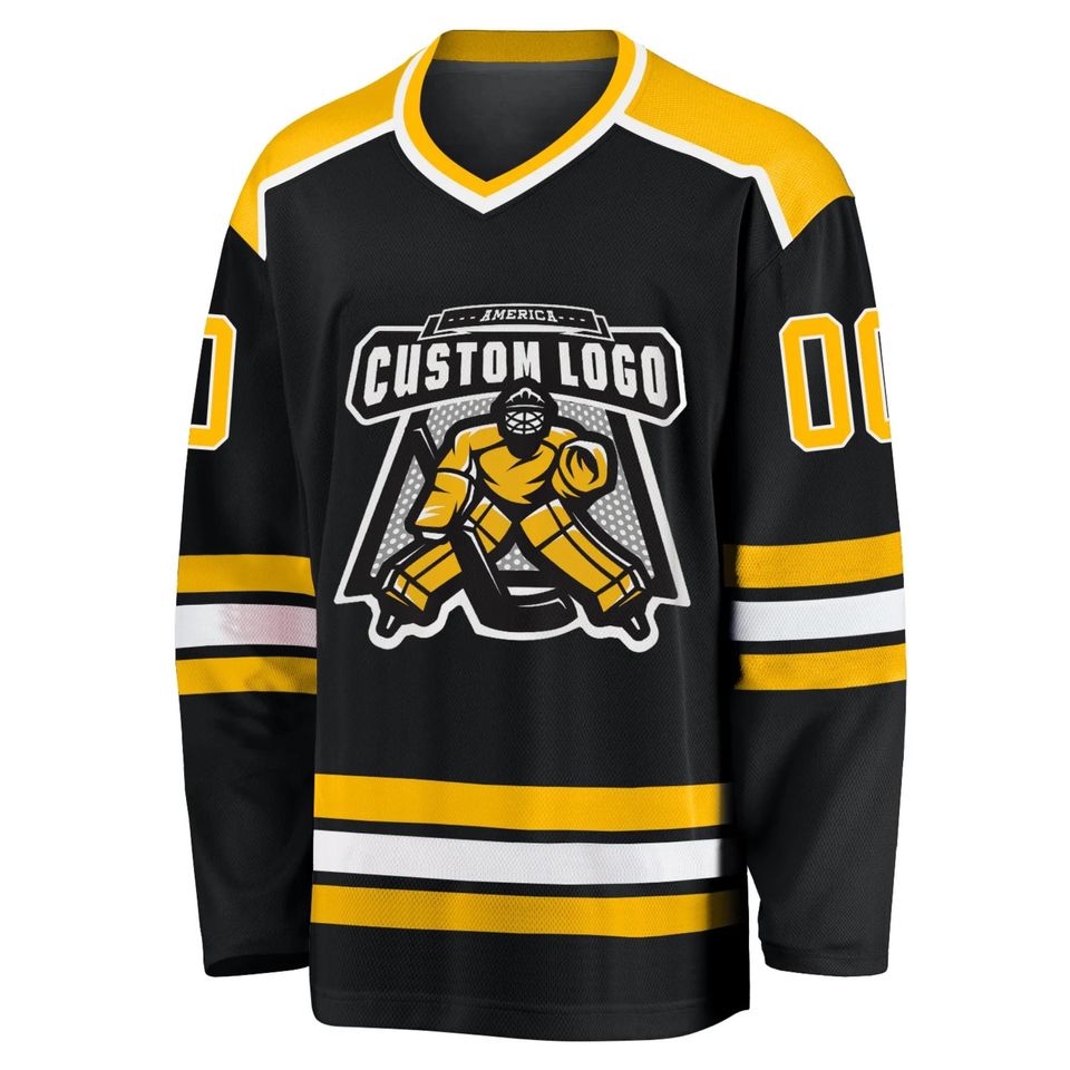 Custom Black & Gold Men's Hockey Jersey