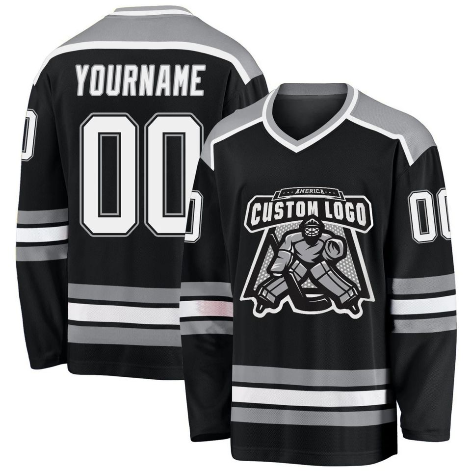 Custom Black & Grey Men's Hockey Jersey