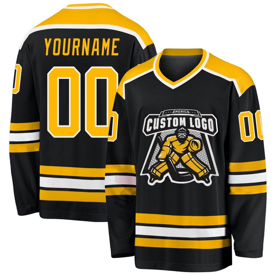 Custom Black & Gold Men's Hockey Jersey