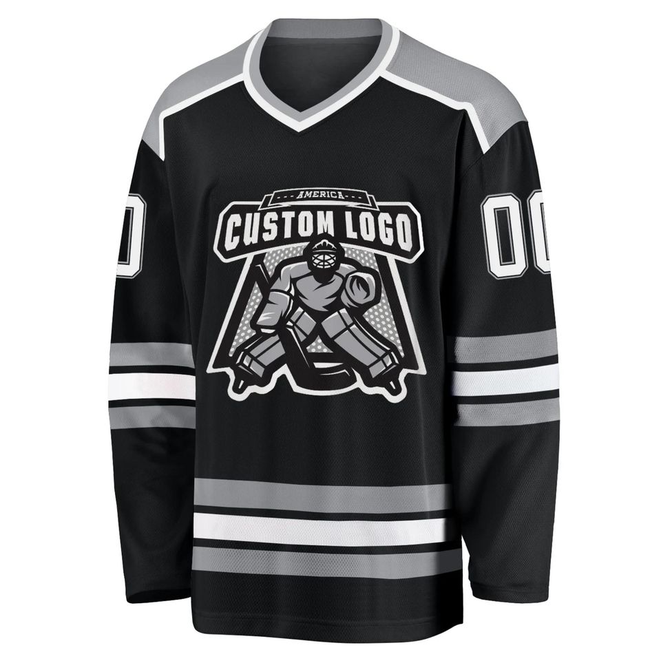 Custom Black & Grey Men's Hockey Jersey