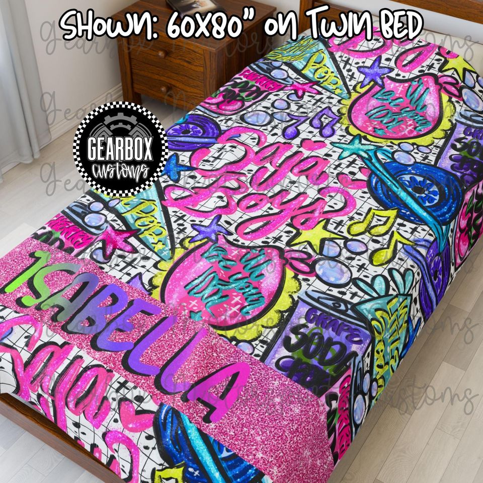 Personalized KPOP Blanket, Gift, Kids Bedroom, Saja, Soda Pop Fleece Blanket, Hunters