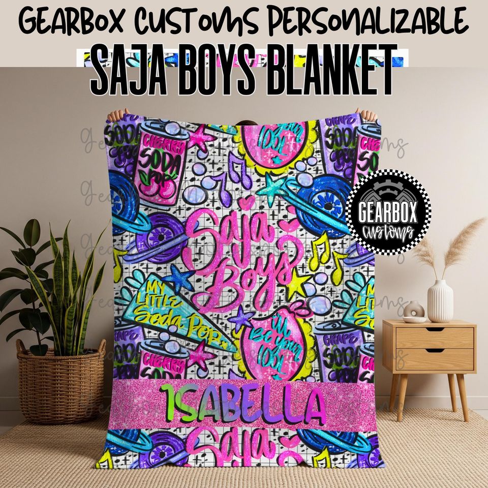 Personalized KPOP Blanket, Gift, Kids Bedroom, Saja, Soda Pop Fleece Blanket, Hunters