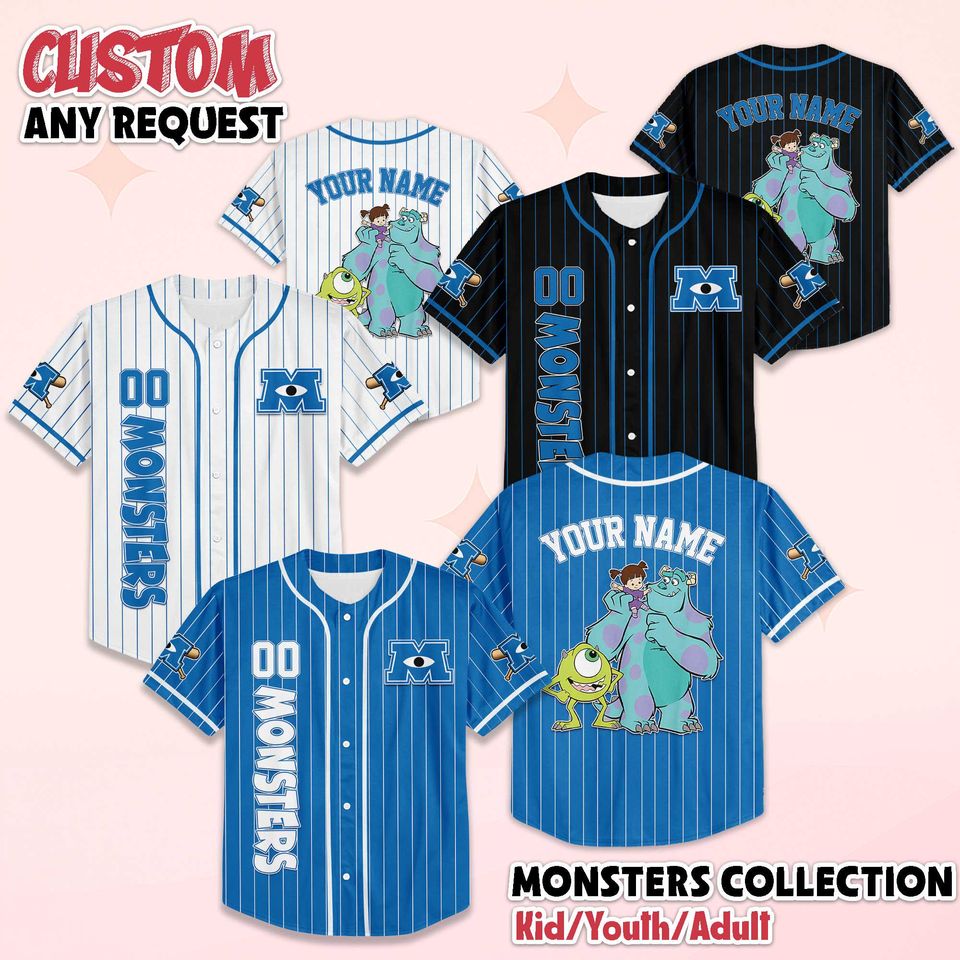 Custom Monsters Characters Baseball Jersey