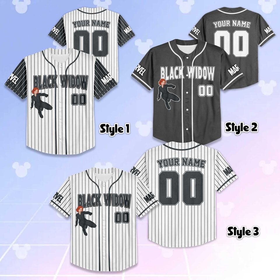 Custom Black Widow Baseball Jersey, Personalized Superhero Baseball Shirt