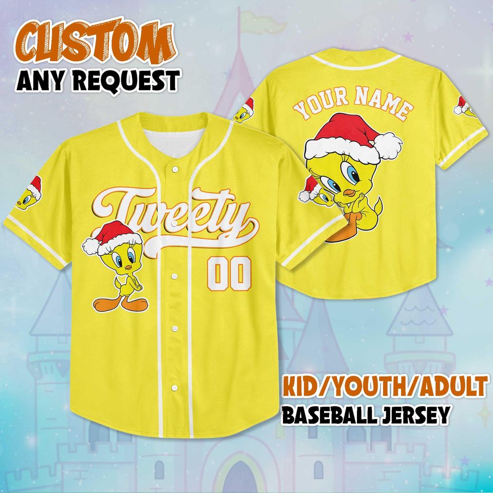 Personalized Tweety Baseball Jersey, Custom Looney Tunes Team Outfit