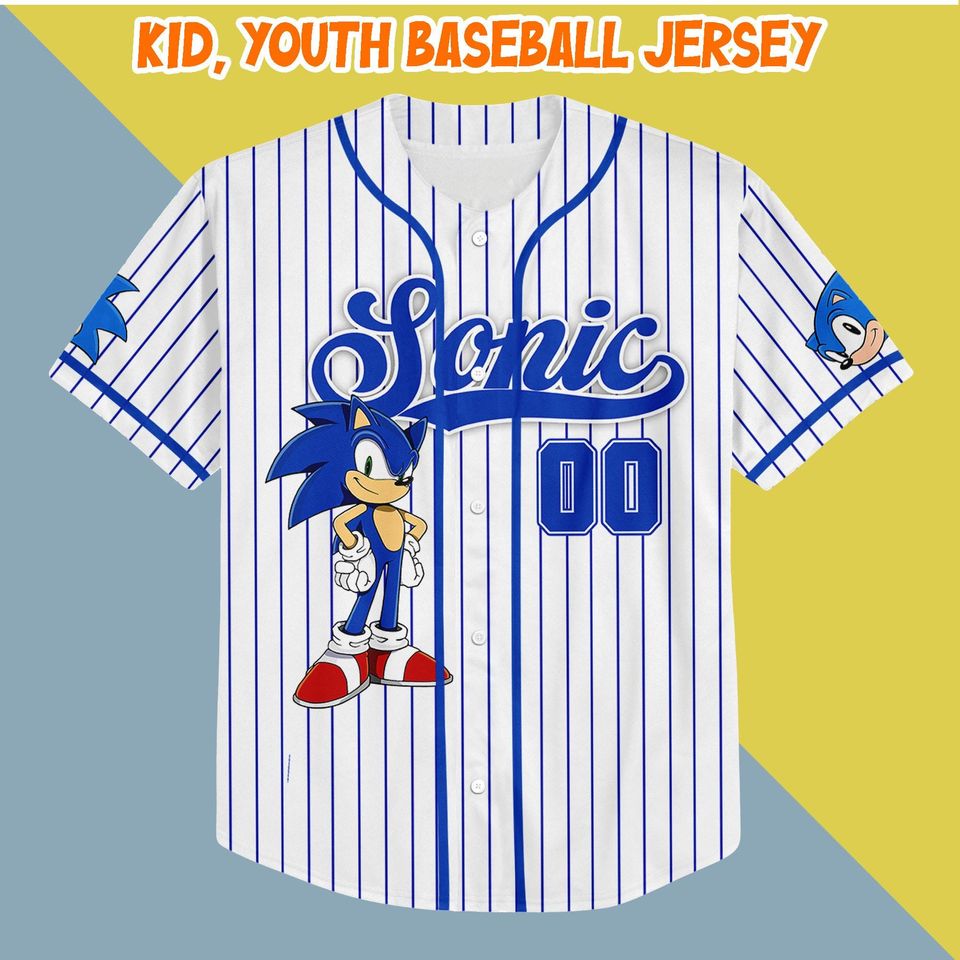 Custom Sonic The Hedgehog Baseball Jersey, Personalized Sonic Jersey Shirt, The Hedgehog Baseball Team Outfit, Matching Family Shirt