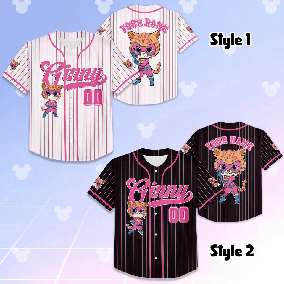 Personalized SuperKitties Ginny Baseball Jersey, Custom SuperKitties Shirt for Kids