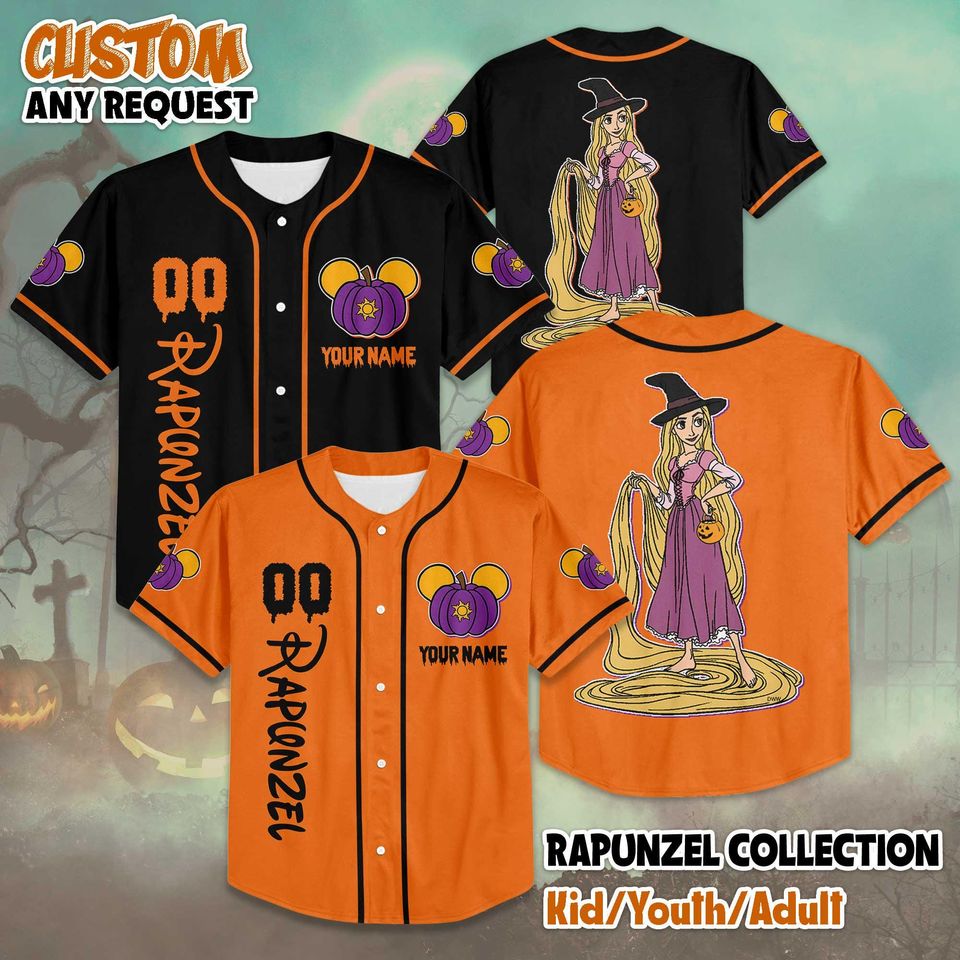 Rapunzel Halloween Baseball Jersey, Custom Tangled Princess Jersey Shirt