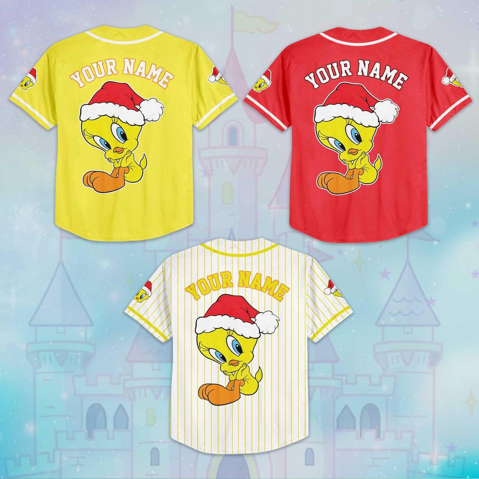 Personalized Tweety Baseball Jersey, Custom Looney Tunes Team Outfit