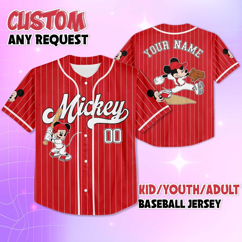 Custom Disney Mickey Mouse Collection Baseball Jersey