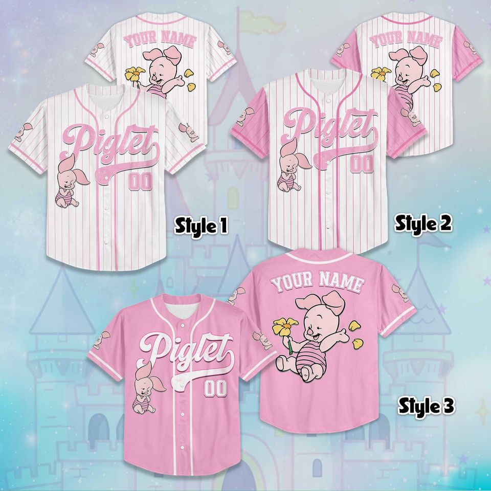 Personalized Baby Piglet Baseball Jersey, Custom Winnie the Pooh Shirt