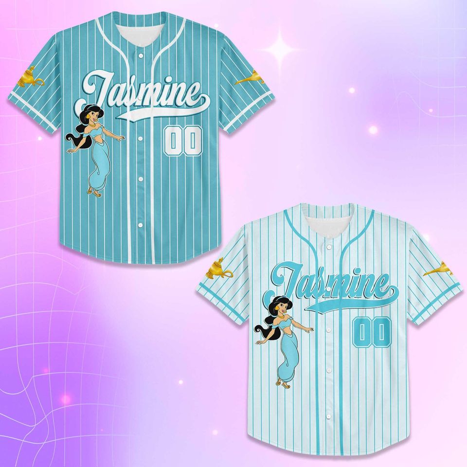 Personalized Jasmine Baseball Jersey, Custom Disney Princess Jasmine Baseball Shirt