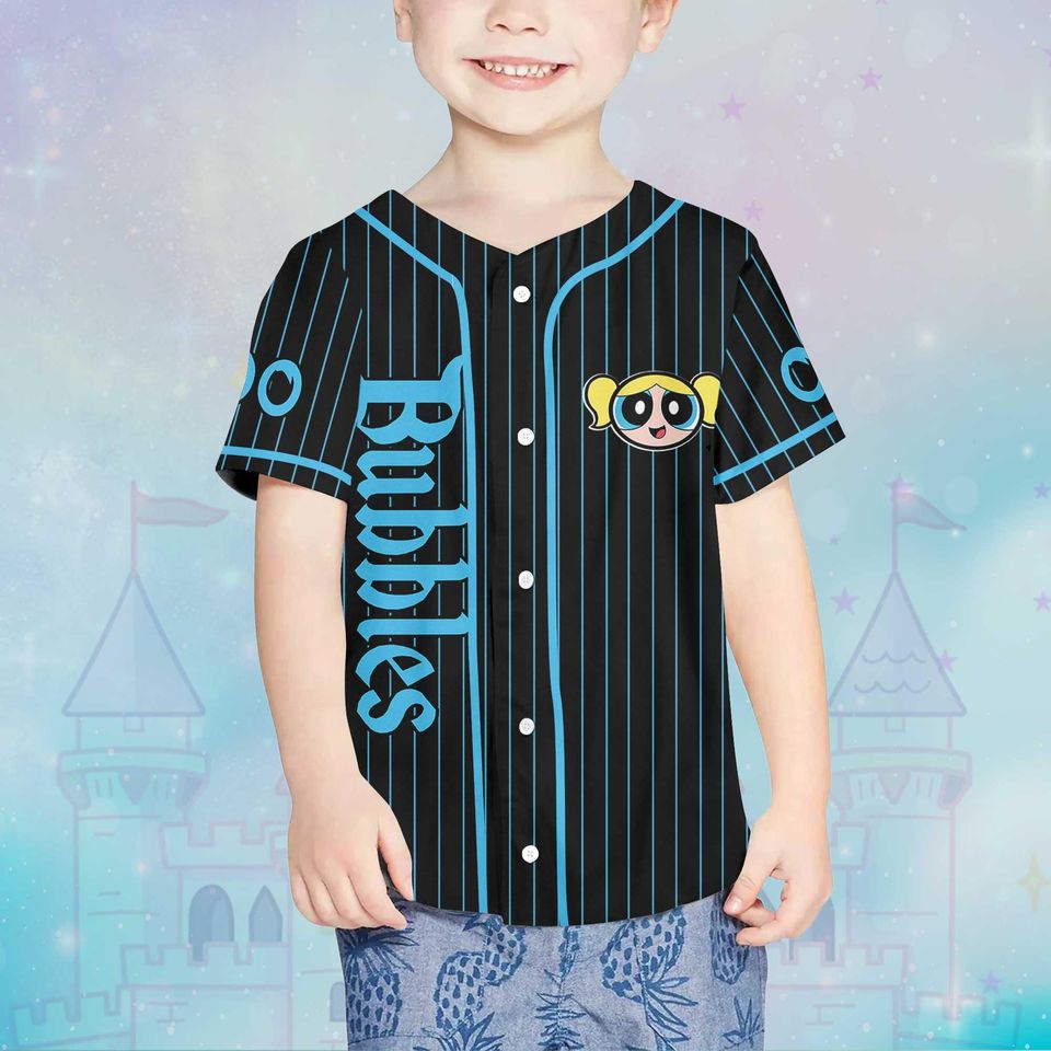 Personalized Bubbles Baseball Jersey, Custom The Powerpuff Girls Jersey Shirt