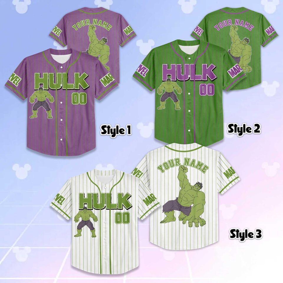 Personalized The Avengers the Hulk Baseball Jersey, Custom Marvel The Avengers Shirt