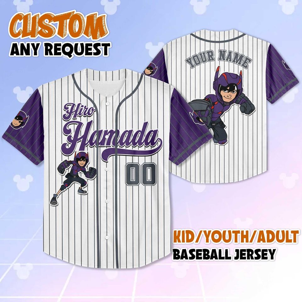 Personalized Hiro Hamada Baseball Jersey, Custom Big Hero 6 Shirt