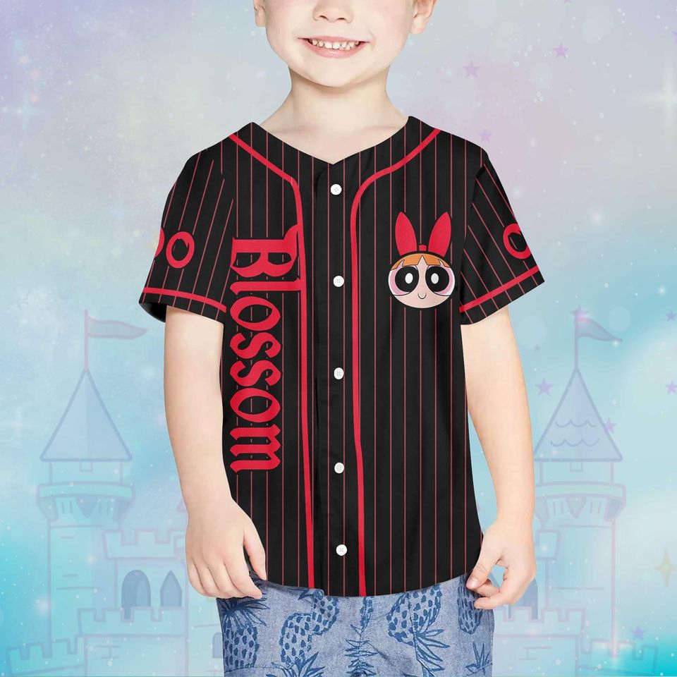 Personalized Blossom Baseball Jersey, Custom The Powerpuff Girls Jersey Shirt