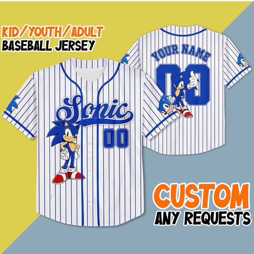 Custom Sonic The Hedgehog Baseball Jersey, Personalized Sonic Jersey Shirt, The Hedgehog Baseball Team Outfit, Matching Family Shirt