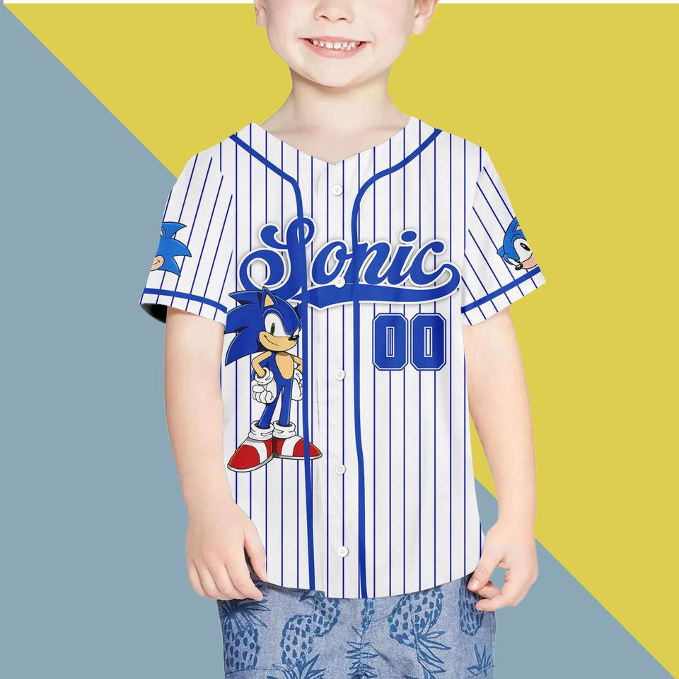 Custom Sonic The Hedgehog Baseball Jersey, Personalized Sonic Jersey Shirt, The Hedgehog Baseball Team Outfit, Matching Family Shirt