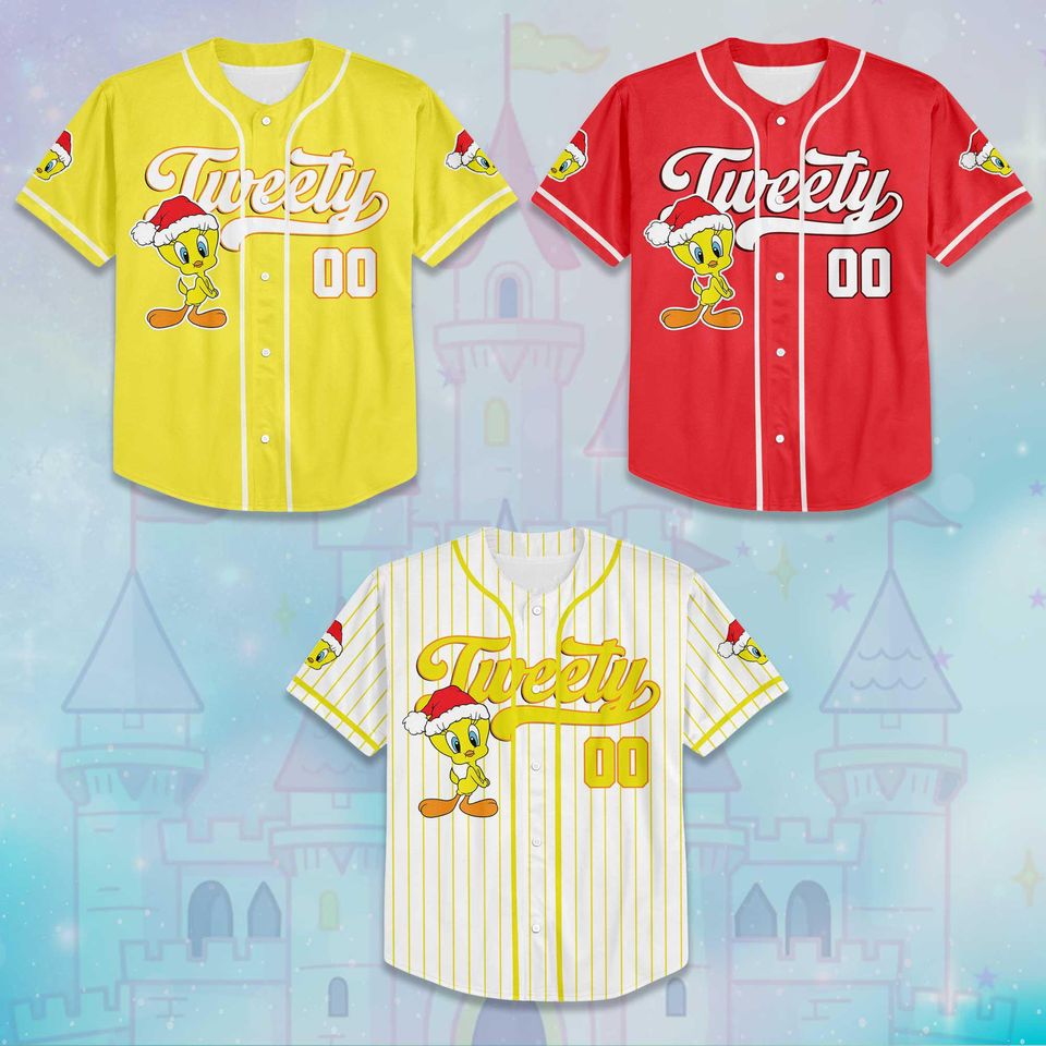 Personalized Tweety Baseball Jersey, Custom Looney Tunes Team Outfit
