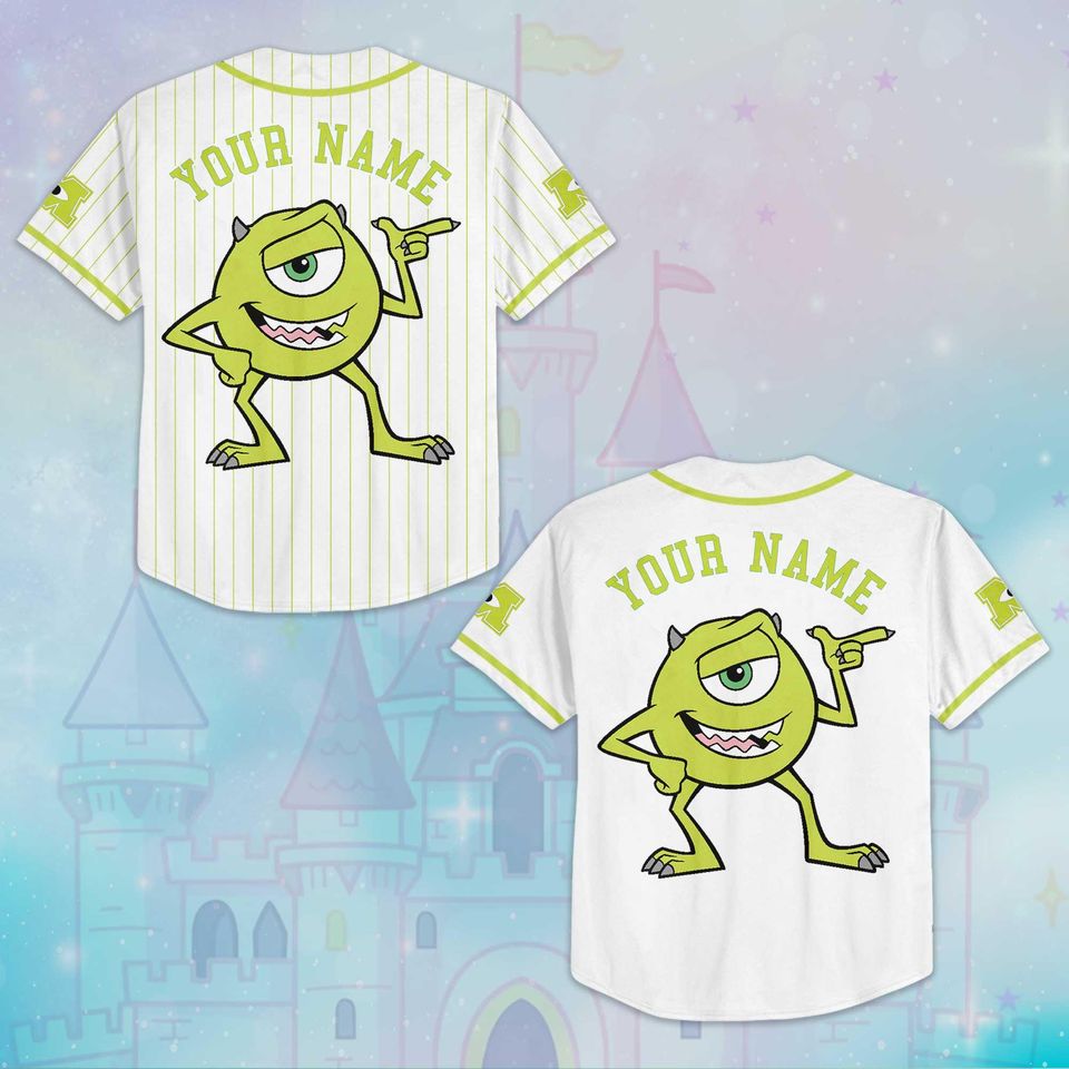 Personalized Mike Wazowski Baseball Jersey, Custom Disney Monsters Inc Shirt